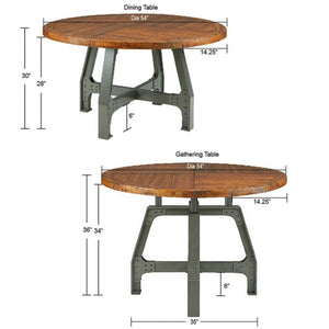 Lancaster - Round Dining / Gathering Table With Adjustable Height - Walnut