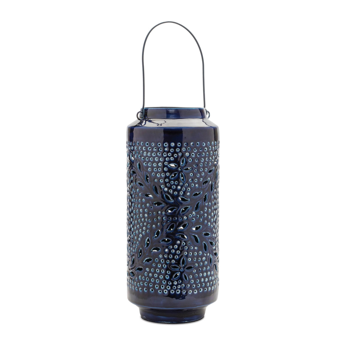 Snowflake Punched Metal Candle Lantern 15.5"H