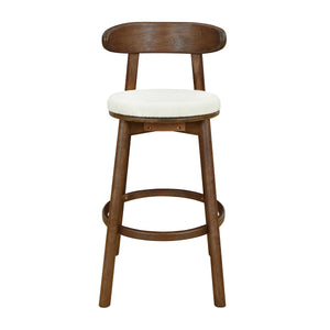 Round Cushion Bar Stools (Walnut + Beige)