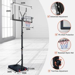 Basketball Hoop with 5.73-10FT Adjustable Height
