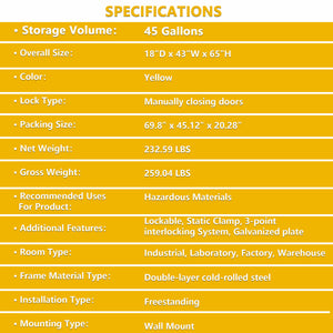 45 Gal Flammable Safety Cabinet