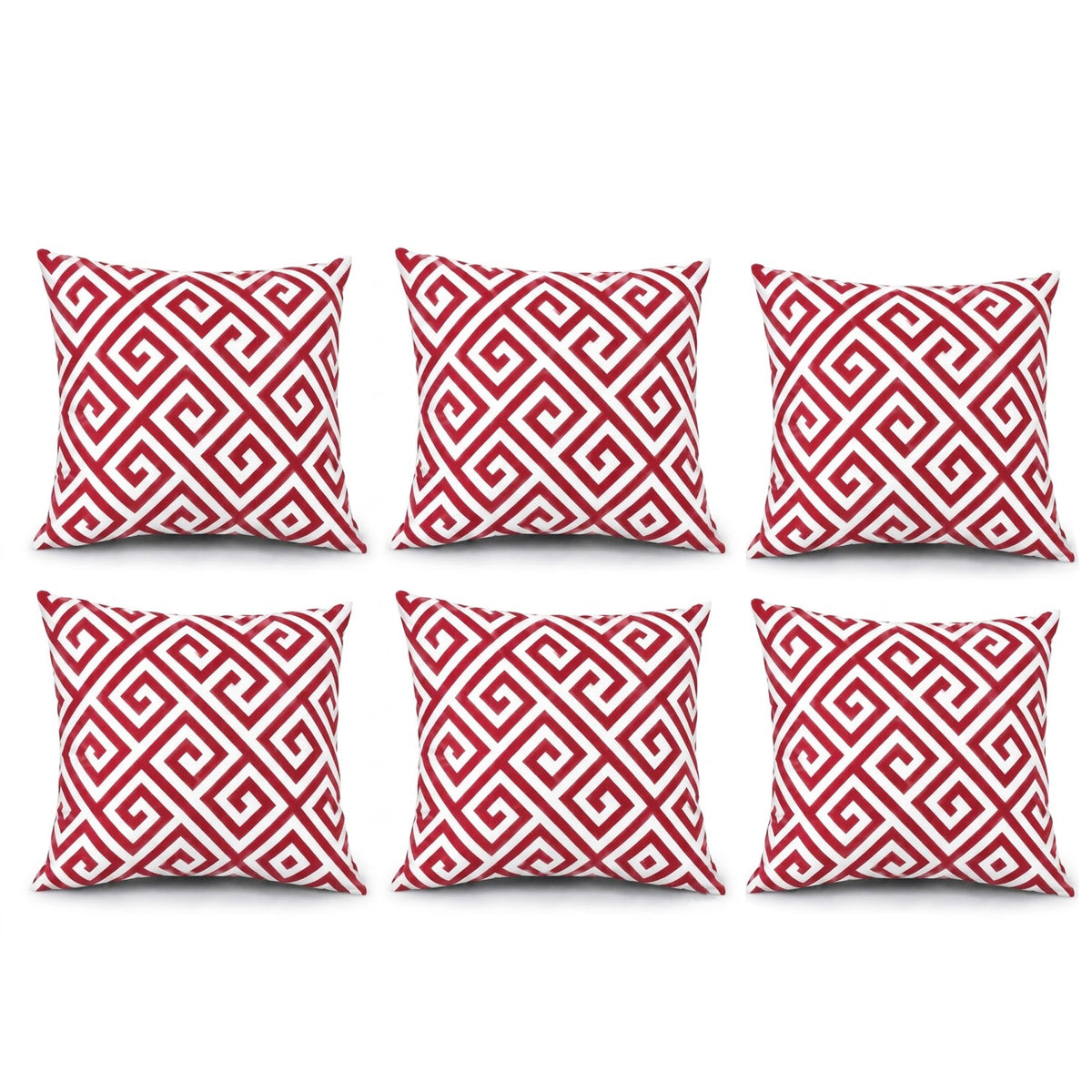 4 Pack Outdoor Pillow Covers - Red Greek Key