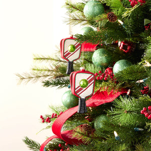 Glass Pickleball Racket Ornament (Set of 6)