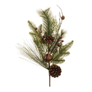 Pine-and-Sleigh-Bell-Spray-(Set-of-2)-Artificial-Flowering-Plants