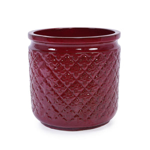 3 Pieces Ceramic Flowerpot, Planter For Patio & Garden Or Windowsills - Bean Paste Red