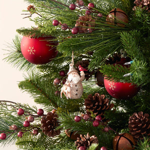 Santa with Deer and Cardinal Bird Ornament (Set of 6)