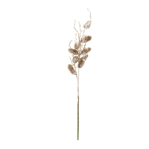 Snowy Glittered Pinecone Twig Spray (Set of 4)