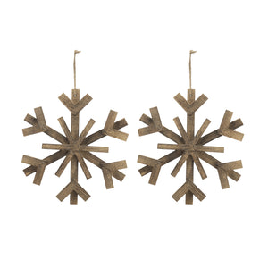 17.7" x 17.7" Large Fir Wood Snowflake Ornaments - Set of 2