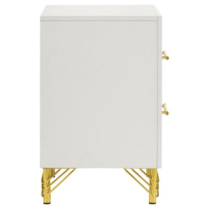 Chesney - 2 Drawer Nightstand With Trim, Bedroom Side Table - White