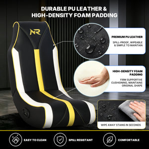 NoxRoc Floor Rocker Gaming Chair with Built-In 2.0 Speakers, Black and Yellow