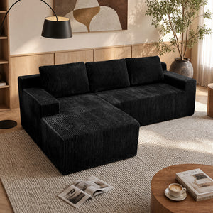 Corduroy Modular L Shaped Sectional Sofa