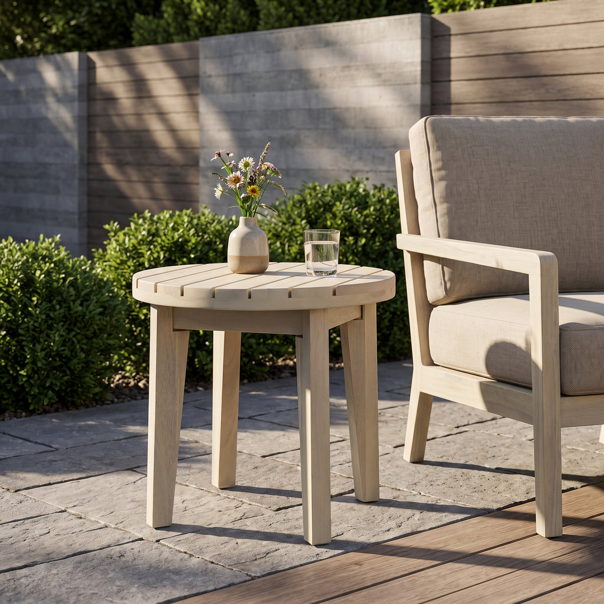 Outdoor 16" Square Acacia Wood Side Table
