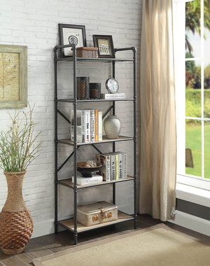 Itzel - Bookshelf - Antique Oak / Sandy Gray - Best Buy Furniture
