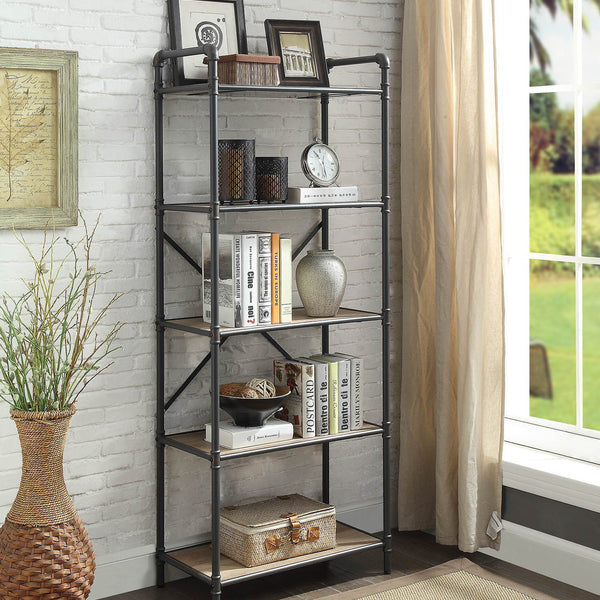 Itzel - Bookshelf - Antique Oak / Sandy Gray - Best Buy Furniture