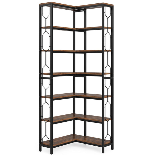 7 Tier Corner Bookshelf, Etagere Display Shelf