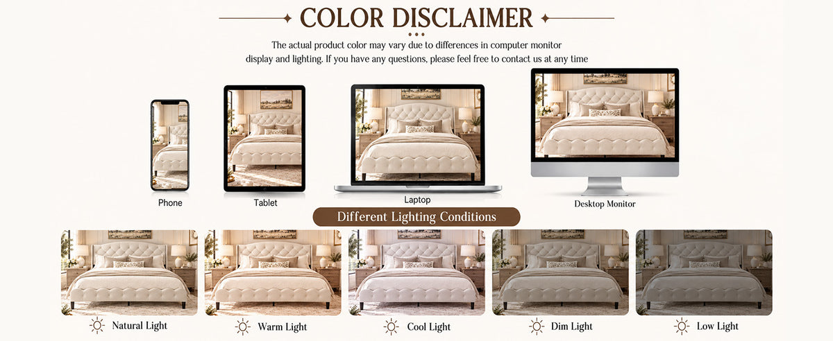 King Size Upholstered Platform Bed Frame