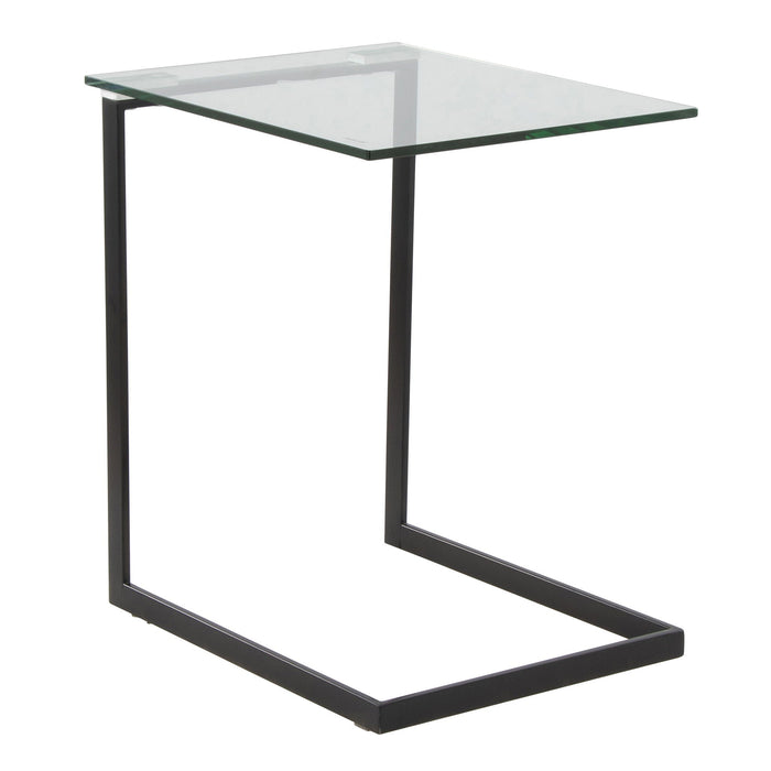 Contemporary End Table with Tempered Glass Shelf - Pearl Silver or Black