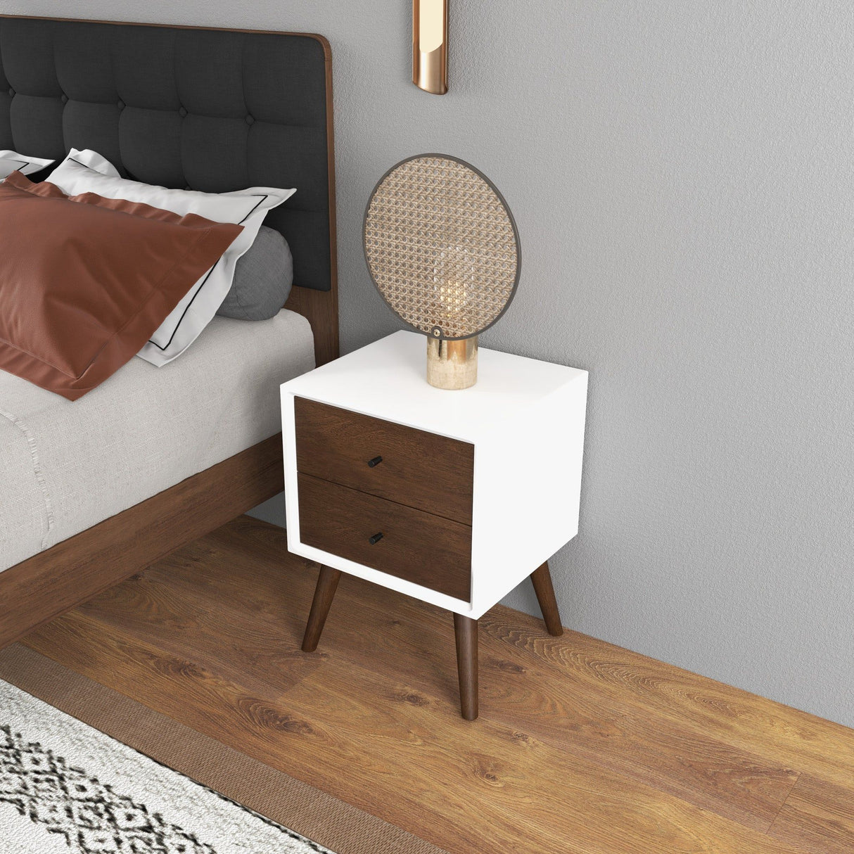 Caroline - Mid-Century Modern Style Night Stand 2 Drawer
