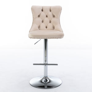 Swivel Barstools Adjusatble Seat Height From 25-33", Modern Upholstered Base Bar Stools With Backs Comfortable Tufted For Home Pub And Kitchen Island (Set of 2)