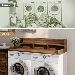 Walnut Washer Dryer Countertop with Non-slip Pads