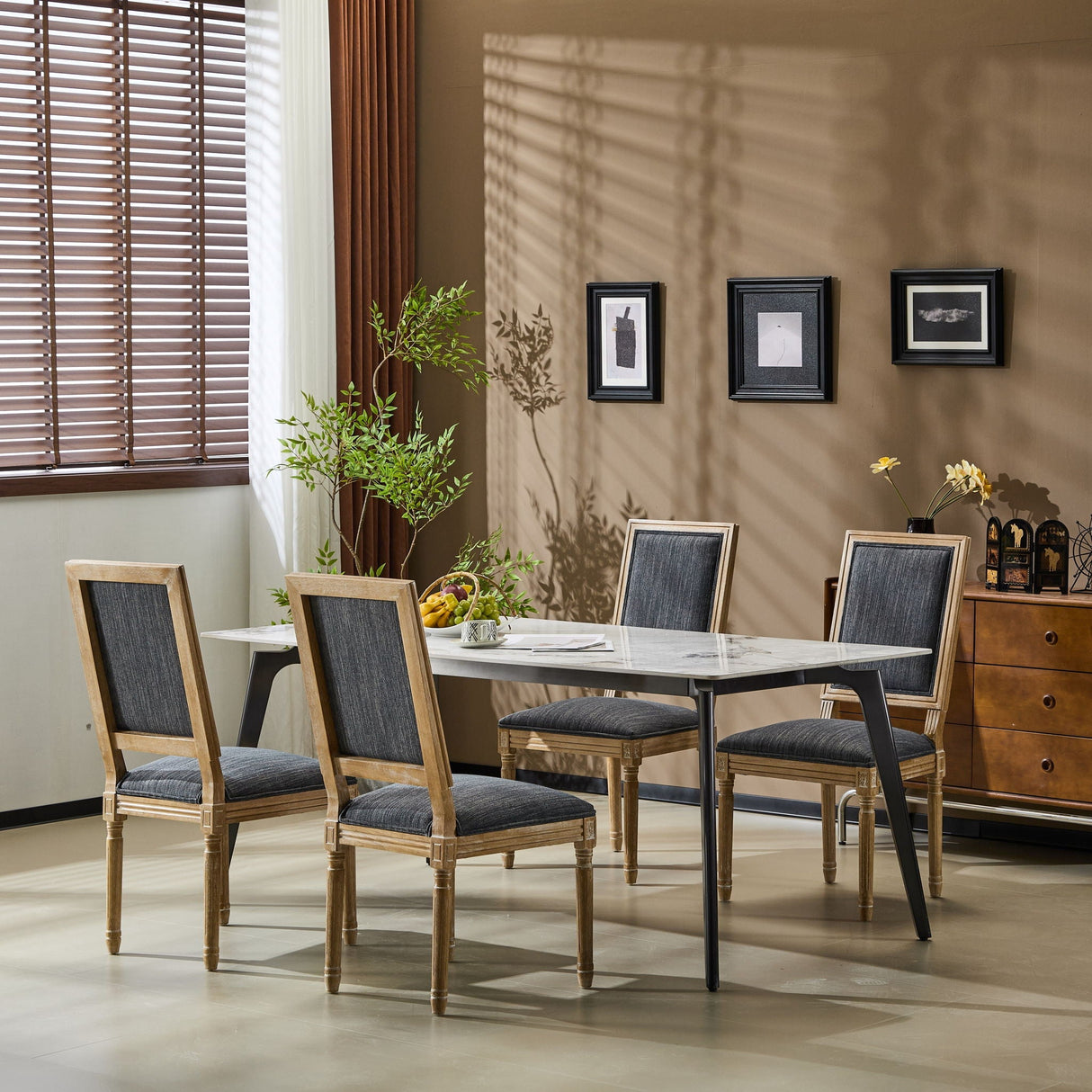 French Country Style Dining Chair With Upholstered Seating And Fluted Legs - Best Buy Furniture