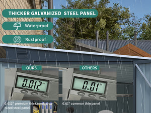 6x8FT Galvanized Steel Outdoor Storage Shed