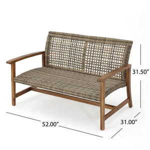 Outdoor Rattan Loveseat With Wooden Legs - Brown - Best Buy Furniture