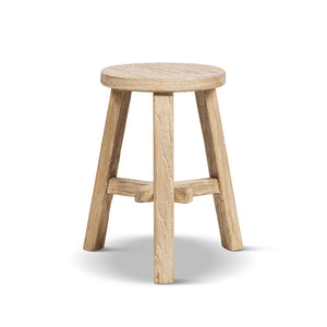 Linden Round Elm Wood Stool, 15.5-Inch, Light Brown