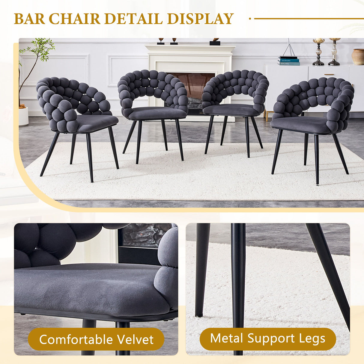 Puffy Bubble, Ball Chain Chairs For Dining Room (Set of 2)