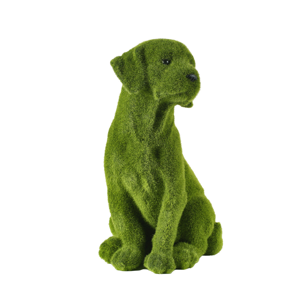 Flocked Dog Garden Statue with Weather Resistance - Green