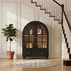 Arched Display Cabinet with Tempered Glass Doors