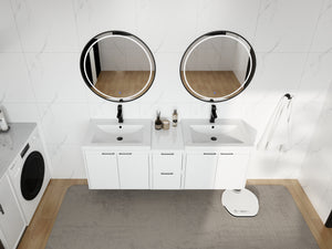 60" Bathroom Vanity With Resin Sink, Soft Close Doors and 1-Side Cabinet