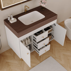 36 In Modern Free-Standing Bathroom Vanity With Ceramic Sink
