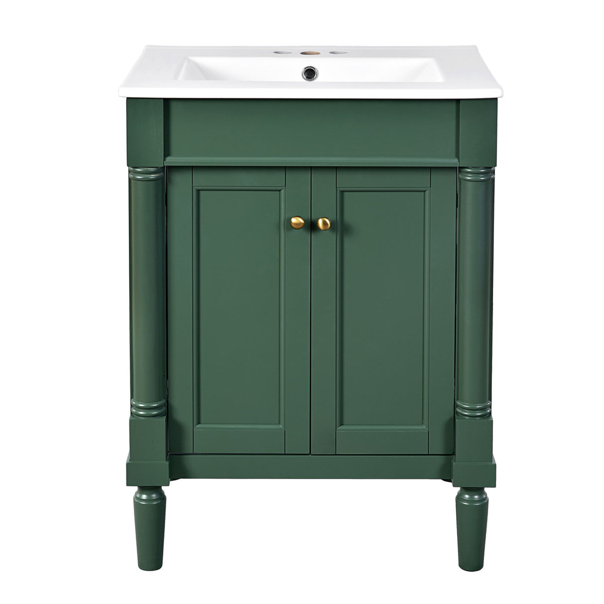 Bathroom Vanity With Top Sink, 2 Tier Storage Cabinet