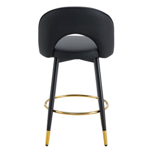 Modern Upholstered 360° Rotatable Bar Chair With Metal Legs For Dining Room (Set of 2)