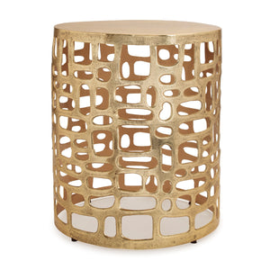 Round Abstract Cut Out Metal Accent Table 19"H