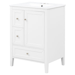 Modern Bathroom Vanity With Sink, Soft Close Drawers & Door, Storage Rack