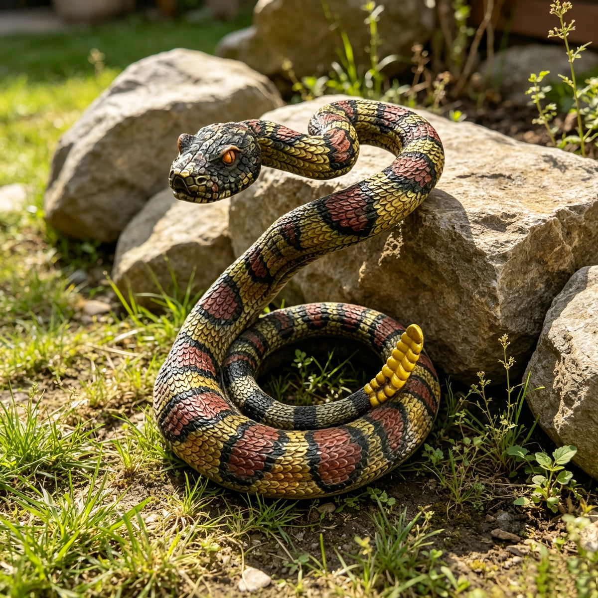 10'' Western Diamondback Rattlesnake Statue