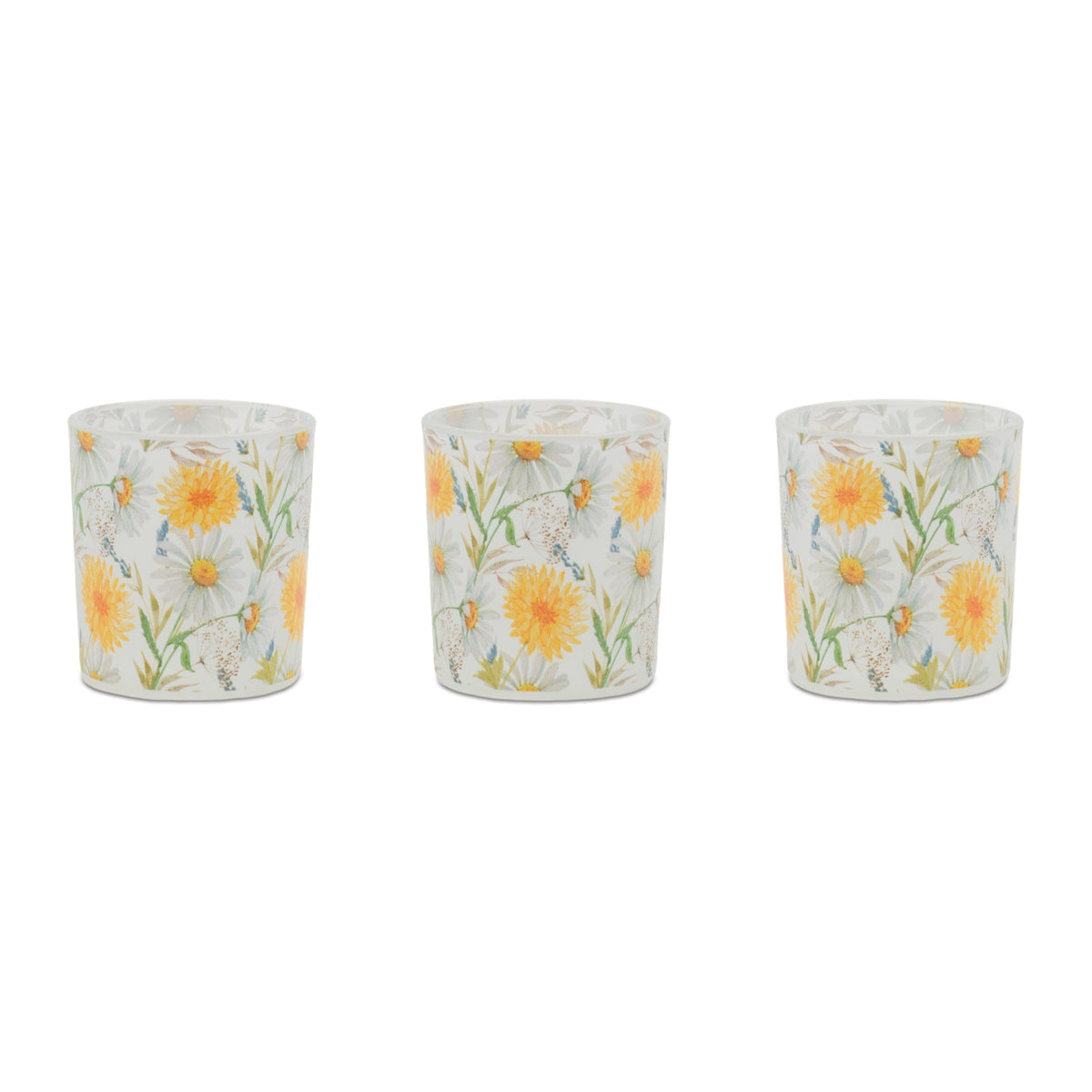 Floral Print Votive Candle Holder Set of 3