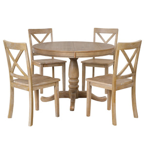 Modern Dining Table Set For 4, Round Table And 4 Kitchen Room Chairs, 5 Piece Kitchen Table Set For Dining Room, Dinette, Breakfast Nook