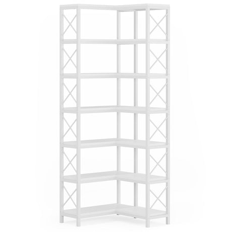 7 Tier Corner Bookshelf Storage Unit for Living Room