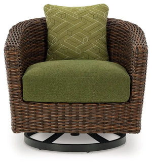 Horizon Hall - Swivel Lounge With Cushion - Brown / Green - Best Buy Furniture