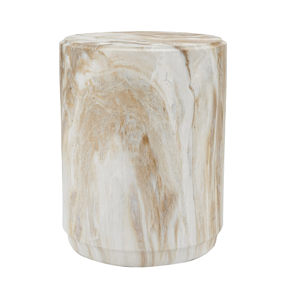 Marble-Look Stool - 18.5-Inch Accent Table