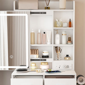 Small Makeup Vanity Desk with Mirror & LED Lights