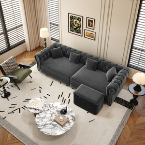 Chesterfield Sofa Bed – 3-in-1 Convertible Velvet Sofa