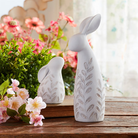 Etched Bunny Figurine Set of 2