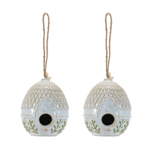 Ornate Porcelain Birdhouse (Set of 2)