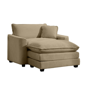 Classic Modern Comfortable Single Chair Deep Seat Sofa With Footstool