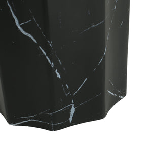 Outdoor Lightweight Concrete BMarble Effect Side Table, Living Room End Table - Black / Marble