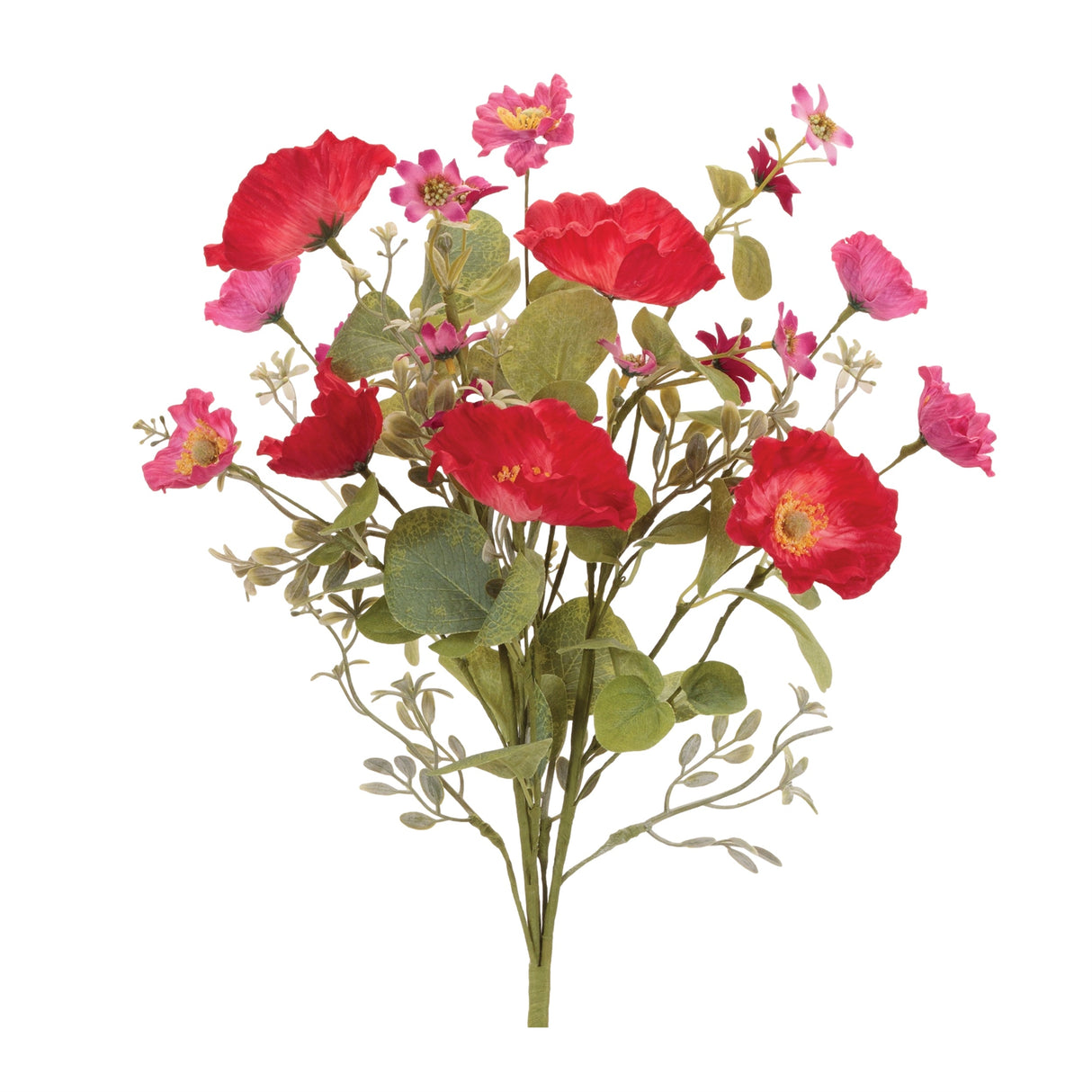 Mixed-Poppy-Floral-Bush-(Set-of-4)-Artificial-Flowering-Plants